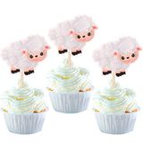 YCTHUNFISH 24 Paket Koyun Cupcake Süsleri Çiftlik Hayvanları Temalı Cupcake Kürdanları Bebek Partisi için Dekorasyonlar Çocuklar Erkek Kız Doğum Günü Bebek Partisi Parti Malzemeleri
