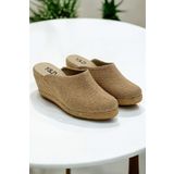 Y&D Shoes Kadın Kapalı Burun Espadril – Dolgu Topuk & Keten Terlik Modeli