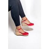 Y&D Shoes Kadın Keten Dolgu Topuk Espadril – Arkası Hasırlı Yazlık Sandalet