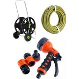 YDGR 3'lü Set 20 Metre Zebra Hortum + Tekerlekli Hortum Arabası + 7 Fonksiyonlu Hortum Tabancası