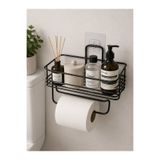 YDGR Metal Banyo Rafı Havluluk Tuvalet Kağıdı Askılığı Siyah