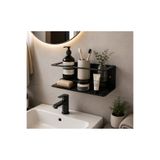 YDGR Modern Siyah Metal Duvar Rafı Yapışkanlı – Banyo ve Mutfak Düzenleyici Raf 20x9 Cm