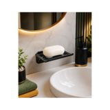 YDGR Yapışkanlı Siyah Metal Katı Sabunluk Suya Dayanıklı Banyo Sabun Rafı