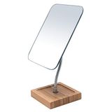 YEAKE Esnek Kaz Boynu Bambu Makyaj Aynası, 360° Dönen 20,32 cm Büyük Çerçevesiz Makyaj Aynası Katlanır Taşınabilir Masa Masası Aynası Stantlı Banyo Tıraş Makyaj Aynaları Dikdörtgen
