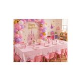 YEAP OFFICE Princess Castle Doğum Günü Masa Örtüsü – Pembe Prenses Parti Masa Dekoru 260Ccm x 138 cm