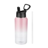 YEBTS Life Pipetli Yalıtımlı Su Şişesi, 32oz Vakum Yalıtımlı Paslanmaz Çelik Spor Su Şişesi, Soğuk ve Sıcak Tutar, Spor Salonu Seyahat Kamp için Geniş Ağızlı Metal Su Şişesi (Pembe ve Beyaz)