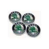 YED Skoda Alüminyum Yapıştırma Jant Göbeği Yeşil 4'lü 60mm (4)
