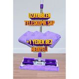 Yedek Bez Hediyeli Mor Mikrofiber Mandallı Yer ve Duvar Mop'u - Bebek Mavisi - Seçenek 1