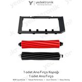 Yedektronik Roborock S8 / S8 Plus / S8 Sonic / S8 Pro Ultra Uyumlu Siyah Ana Fırça Kapağı ve Çiftli Ana Fırça Seti | Yüksek Kalite - ana fırça kapağı seti