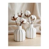 YEDİ CÜCELER EL SANATLARI Dekoratif Mini Vazo 2’li Set Taş Tozu El Yapımı Beyaz Pampas ve Kuru Çiçek Vazosu (8CM - ÇİÇEKLER DAHİL DEĞİLDİR)