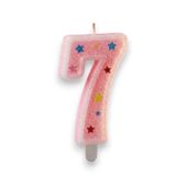 Yedi Rakamlı Pembe Mum Doğum Günü Pasta Mumu ( 7X3) cm - Sayılı Mum - Pasta Süsü