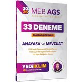 Yediiklim Yayınları 2026 Meb AGS Anayasa ve Mevzuat 33 Deneme Sınavı Tamamı Çözümlü KPSS İçin