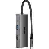 Yediseven 6ın 1 USB Çoklayıcı 6 Portlu Macbook HDMI Dönüştürücü 100WATT Pd Şarj Giriş RJ45 Çıkışlı Hub Alüminyum - Gümüş