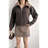 yeditepe fashion Peluş Yaka Triko Hırka