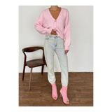 yeditepe fashion V YAKA BASİC AURA HIRKA PEMBE