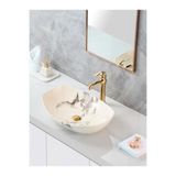 yedix yapı Mermer Desenli Tezgah Üstü Seramik Çanak Lavabo Banyo Lavabosu 1 YYM-ATA-1002