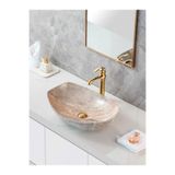 yedix yapı Mermer Desenli Tezgah Üstü Seramik Çanak Lavabo Banyo Lavabosu 1 YYM-ATA-1003