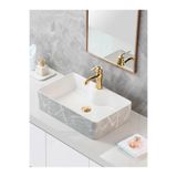 yedix yapı Mermer Desenli Tezgah Üstü Seramik Çanak Lavabo Banyo Lavabosu