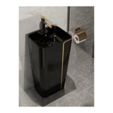 yedix yapı Yedi Yapı Siyah-Gold Mono Blok Ayaklı Kolon Köşeli Seramik Lavabo 1 YYM-P102