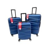 Yefa Valiz Unisex 4 Tekerlekli 3'lü Set Plastik Valiz Seti - Lacivert