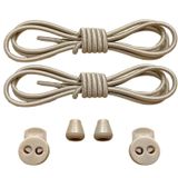 YeferStore Akıllı Kilitli Bağcık, Pratik Lastikli Ayakkabı Bağcığı, Spor, Çocuk, Klasik Ve Bot Bağcığı (Düz, Bej)