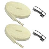 YeferStore Mıknatıslı Metal Klipsli Lastikli Ayakkabı Bağcığı, Elastik Pratik Akıllı Bağcık, Çocuk, Spor, Günlük Ayakkabı, Bot Bağcığı 1 Çift (Krem)