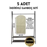 YEGGE 5 ADET 120x60cm Abiye Palto Kaban Mont Elbise Kılıfı Sıvıya Dayanıklı Kumaş Kalın Gamboç Kılıf