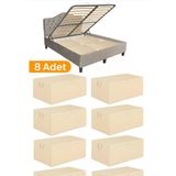 Yegge 8 Adet - Büyük Boy Bazaaltı Ve Çekyat Hurç 64 X 45 X 22 Cm Baza Hurcu Krem Renk -Çift Başlık Fermuar