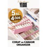 YEGGE Çekmece ve Dolap içi Düzenleyici, Raf Düzenleyici, Pembe Çorap ve Çamaşır Eşarp Organizer Kutu
