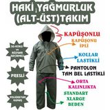 Yeğinoğlu )HAKİ RENK YAĞMURLUK TAKIM,XL-BEDEN,PRESLİ(BALIKÇI)ORTA KALINLIKTA(SU-KOKU-RÜZGAR GEÇMEZ POLİ KUMAŞ) - Koyu Yeşil