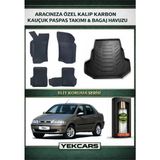 Yek Cars Fiat Albea 2007 Model Karbonlu Kauçuk Paspas Seti ve Bagaj Havuzu - Siyah