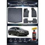 Yek Cars Fiat Egea Hatchback 2019 Model 3D Kokusuz Havuzlu Paspas Takımı ve 3D Bagaj Havuzu - Siyah
