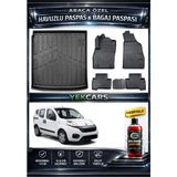 Yek Cars Fiat Fiorino 2020 Model 3D Kokusuz Havuzlu Paspas Takımı ve 3D Halı Zeminli Bagaj Havuzu - Siyah
