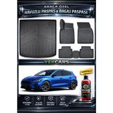 Yek Cars Ford Focus 4-5 Hatchback 2021 Model 3D Kokusuz Havuzlu Paspas Takımı ve 3D Bagaj Havuzu - Siyah