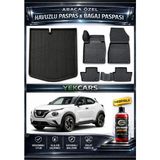 Yek Cars Nissan Juke 2022 Model 3D Kokusuz Havuzlu Paspas Takımı ve 3D Alt Bagaj Havuzu - Siyah