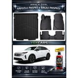 Yek Cars Peugeot 3008 Elektrikli 2026 Model 3D Kokusuz Havuzlu Paspas Takımı ve 3D Bagaj Havuzu - Siyah