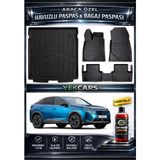 Yek Cars Peugeot 3008 Hybrid 2025 Model 3D Kokusuz Havuzlu Paspas Takımı ve 3D Üst Bagaj Havuzu - Siyah
