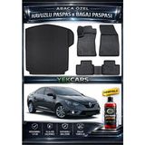 Yek Cars Renault Megane 4 2016 Model 3D Kokusuz Havuzlu Paspas Takımı ve 3D Sol Cepli Bagaj Havuzu - Siyah