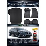 Yek Cars Renault Megane 4 2017 Model 3D Kokusuz Havuzlu Paspas Takımı ve 3D Sağ Cepli Bagaj Havuzu - Siyah