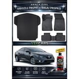 Yek Cars Renault Megane 4 2018 Model 3D Kokusuz Havuzlu Paspas Takımı ve 3D Çift Cepli Bagaj Havuzu - Siyah