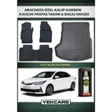 Yek Cars Toyota Corolla 2017 Model Karbonlu Kauçuk Paspas Seti ve Bagaj Havuzu - Siyah