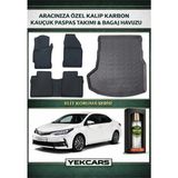 Yek Cars Toyota Corolla 2018 Model Karbonlu Kauçuk Paspas Seti ve Bagaj Havuzu - Siyah