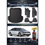 Yek Cars Volkswagen Jetta 2014 Model 3D Kokusuz Havuzlu Paspas Takımı ve 3D Cepli Bagaj Havuzu - Siyah