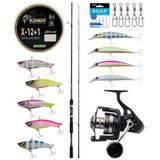 Yek Outdoor Pro Spin Seti Shimano Kamış FX XT Spinning Moderate Fast 2,70m 14-40g 2pc&Savage Gear SGS8 4000 FD 8+1BB Olt