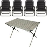 Yek Outdoor Yekoutdoor Katlanabilir Alüminyum Kamp Masası ve 4 Kişilik Konforlu Kamp Sandalyesi Seti - standart - Renkli