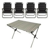 Yek Outdoor YekOutdoor Katlanabilir Alüminyum Kamp Masası ve 4 Kişilik Konforlu Kamp Sandalyesi Seti
