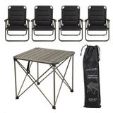 Yek Outdoor YekOutdoor Katlanabilir Büyük Alüminyum Kamp Masası ve 4 Kişilik Konforlu Kamp Sandalyesi Seti