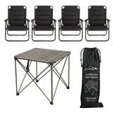 Yek Outdoor YekOutdoor Katlanabilir Küçük Alüminyum Kamp Masası ve 4 Kişilik Konforlu Kamp Sandalyesi Seti