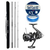 Yek Outdoor YekOutdoor Profesyonel Olta Seti Okuma Alijos Surf 435 cm 100+250 gr 3 Parça&Shimano Makina Aerlex XTC 14000