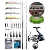 Yek Outdoor YekOutdoor Profesyonel Olta Seti Okuma Alijos Surf 435 cm 100+250 gr 3 Parça&Shimano Makina Twin Power 8000 SW C PG